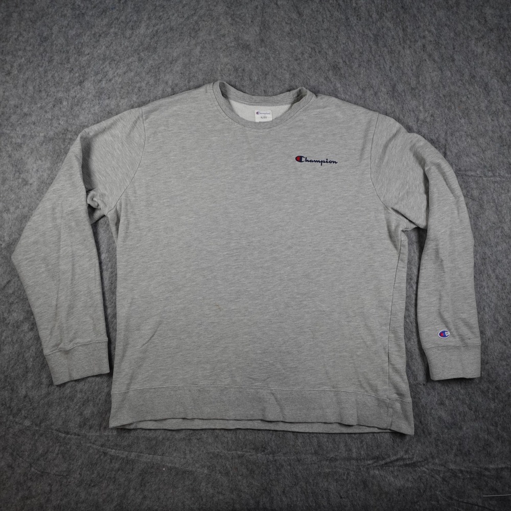 Champion Sweatshirt Men Extra Large Gray Crewneck Pullover Long Sleeve Logo